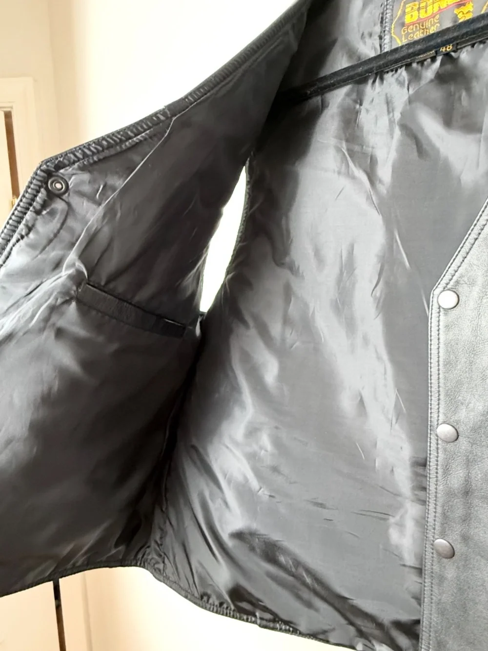 Bonus Leather Motorcycle Vest Size 48 Black Grunge Biker